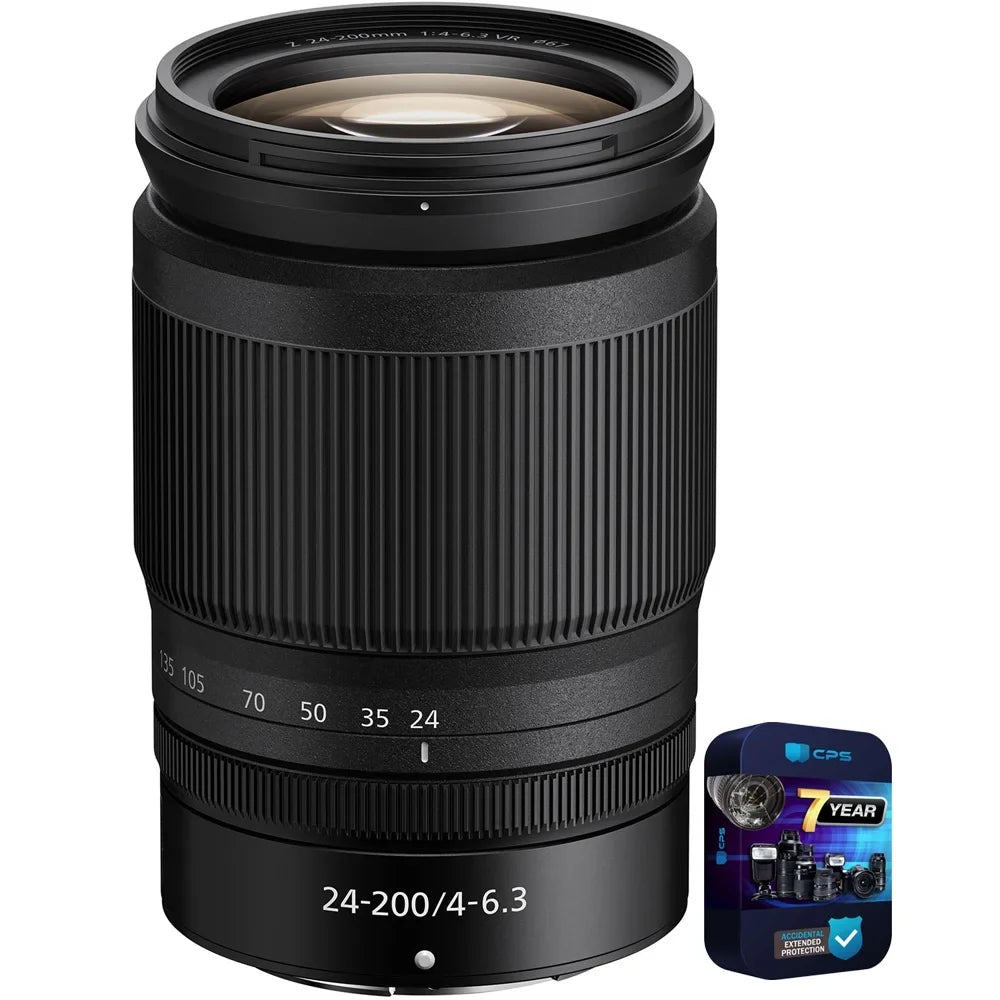 Nikon 20092   24-200mm f/4-6.3  Lens Telephoto Zoom for  Mount Cameras Bundle with 7   Enhanced Protection Pack