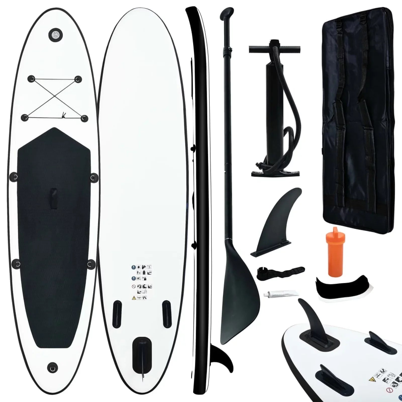 Inflatable Paddleboard Set Black and White