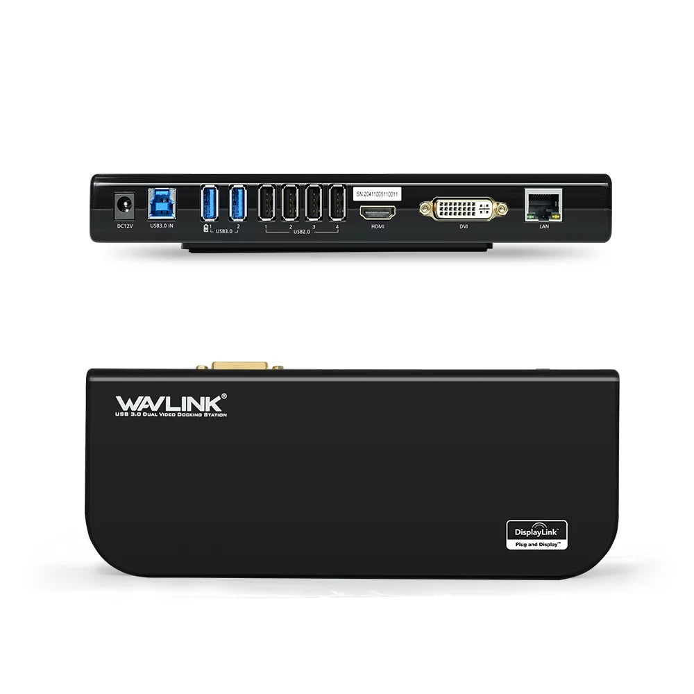 Wavlink  3.0 Universal Docking Station, Dual Video Monitor Display  &  &  with Gigabit Ethernet, Audio, 6  Ports for Laptop, Ultrabook and PCs
