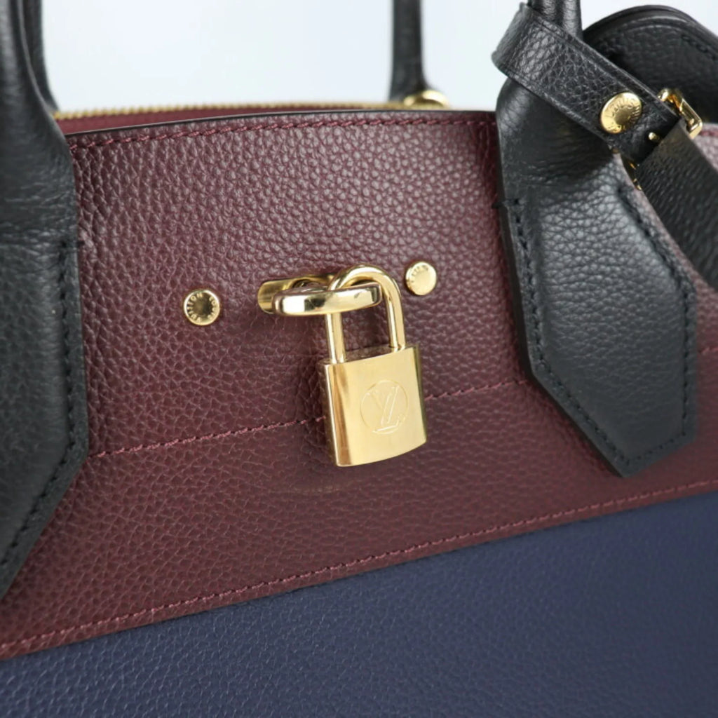 Pre-Owned   Louis Vuitton City Steamer  Handbag  Leather Marine Raisin Noir 2WAY Shoulder Bag Tote (Good)