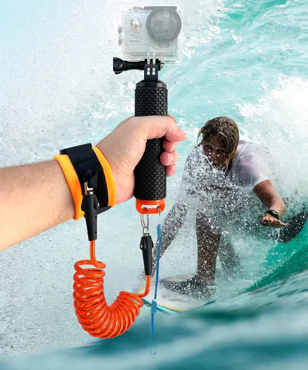 Floating Hand Grip Handle Mount and Steel-Cored Safety Wrist Strap GoPro Holder Mount Insta360  Underwater