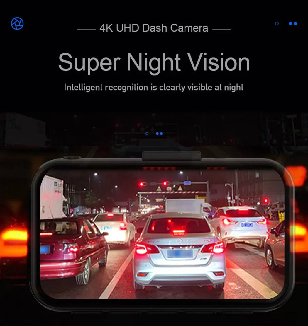 Toguard 4K Dash Cam Front and Rear Dual Dash Camera 3-inch   Car Camera with Parking Monitor, Loop Recording, -Sensor Function, Motion Detection, Built-in Battery