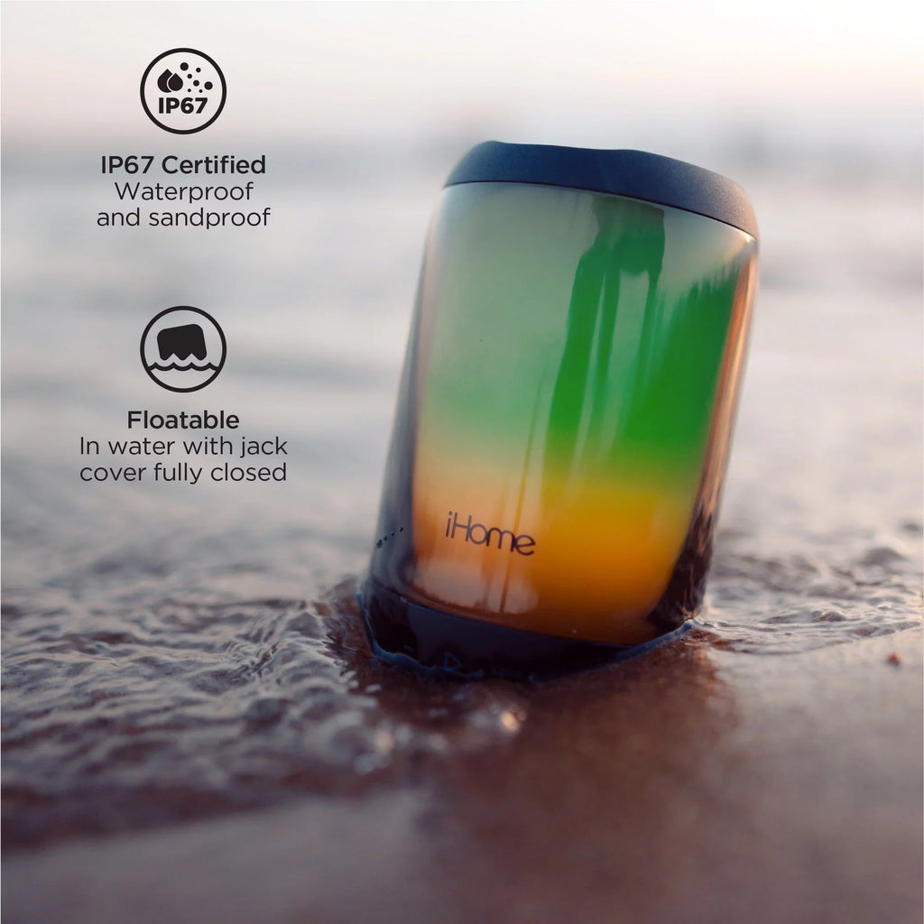 iHome Rechargeable Color Changing Waterproof Bluetooth Play Glow + Speaker with Mega Battery