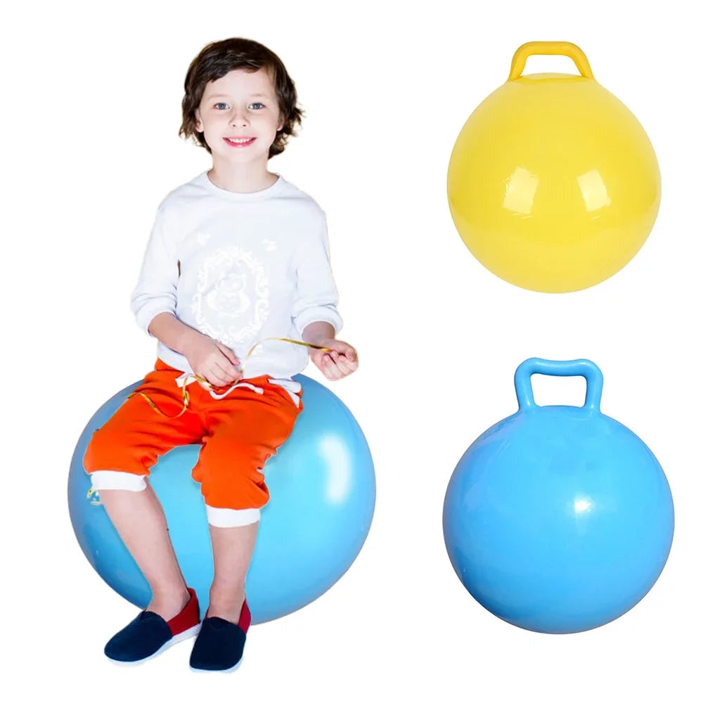 Lixada Pure Color Inflatable Bouncing Ball Kids Jumping Hop Ball with Handle for Adults Children Exercise Toy