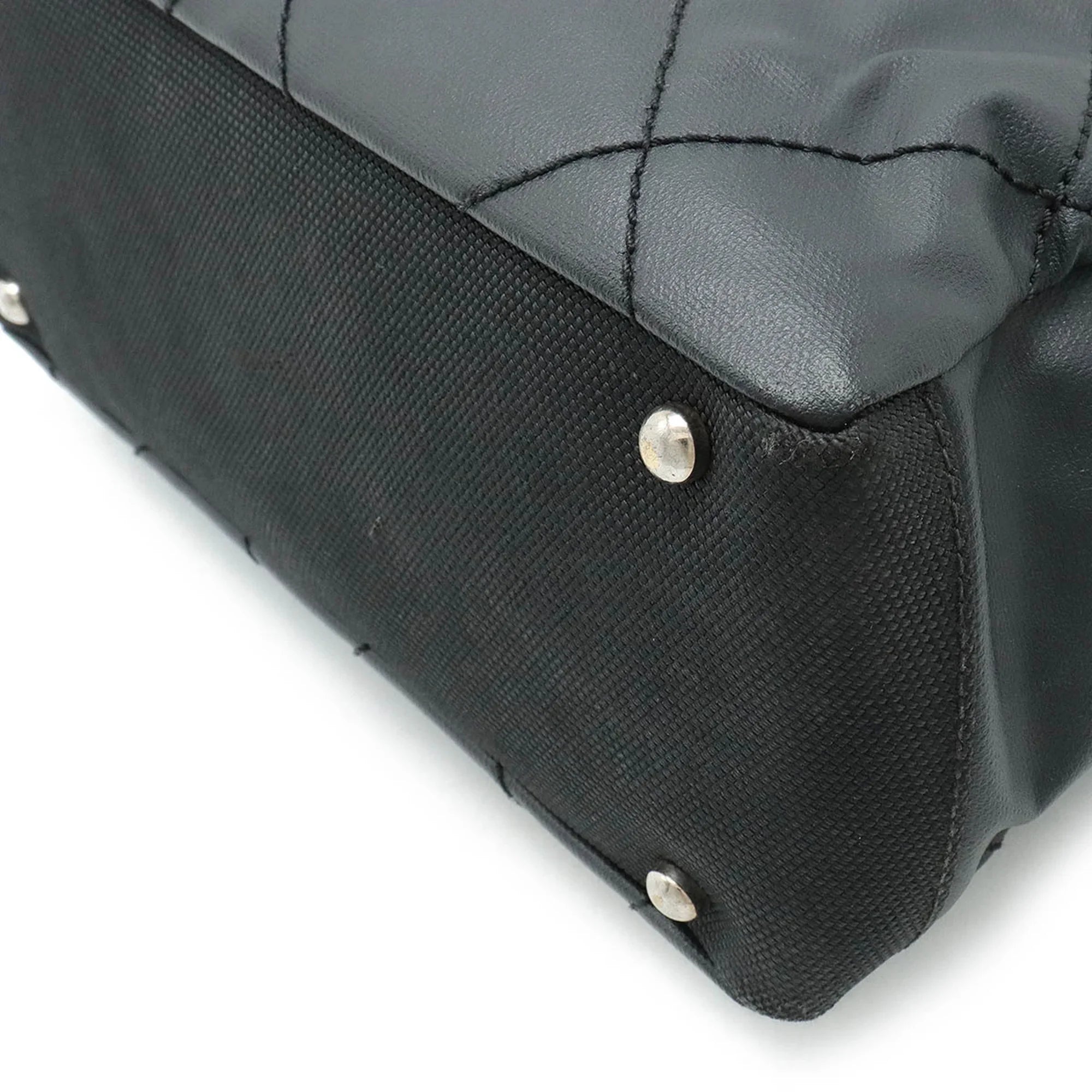 Pre-Owned  Paris Biarritz Tote  Bag Shoulder Coated Canvas Leather Black  (Good)