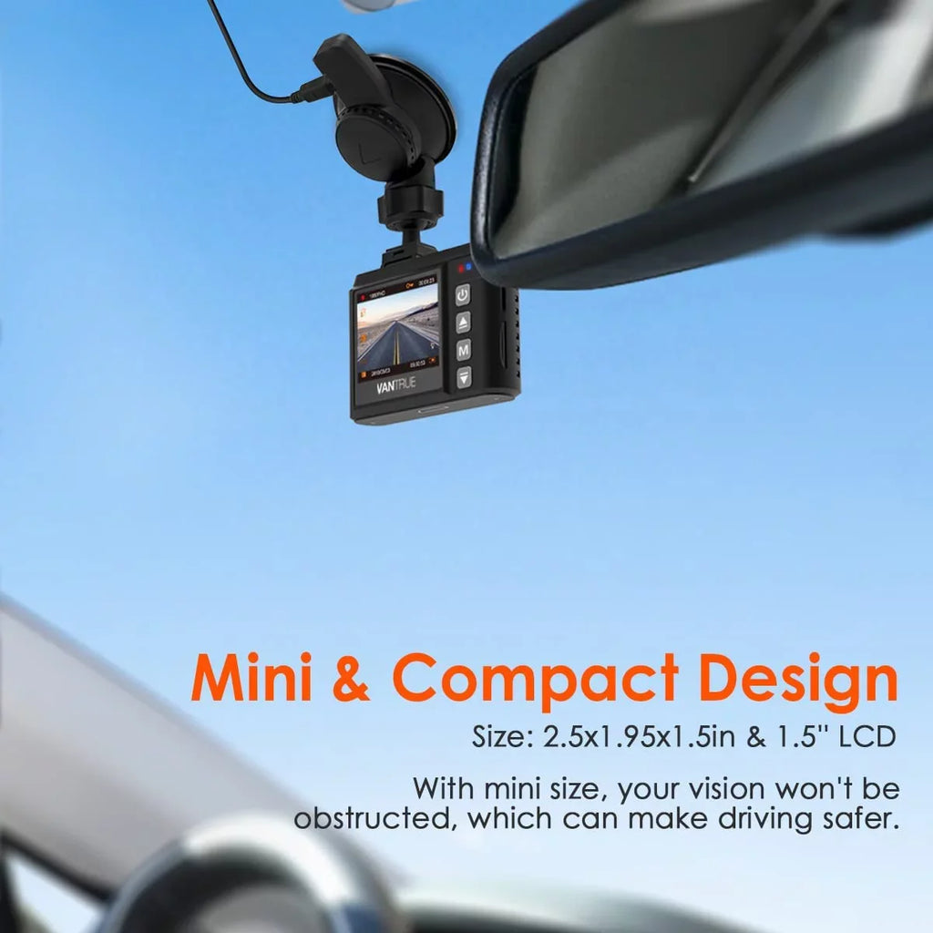 (Vantrue 128GB included)Vantrue  Pro Mini Dash Cam Full  1920x1080P Car Dash Camera 1.5 inch 160  DashCam with Sony Night Vision Sensor, 24 Hours Parking Mode, Motion Sensor, Collision Detection