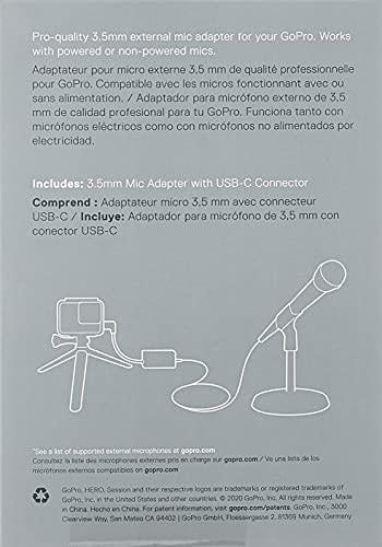 GoPro - Microphone adapter - 24 pin - male angled to mini-phone stereo 3.5 mm, 24 pin - female - black - for Fusion; ;  Session;  Black;  Black