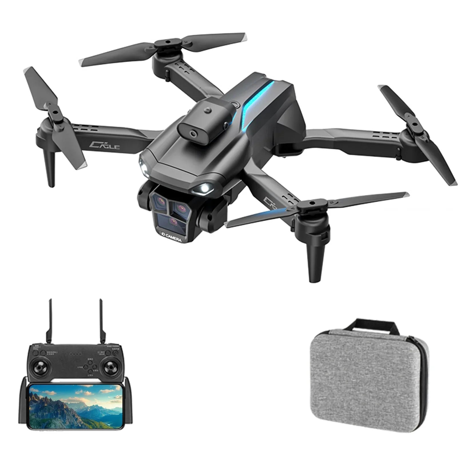 Dcenta Remote Control  with Camera 4K 3 Front Camera 2 Bottom Camera Obstacle Avoidance 5GWiFi  Storage Bag Package Trajectory Flight Gesture Photography Follow Flight