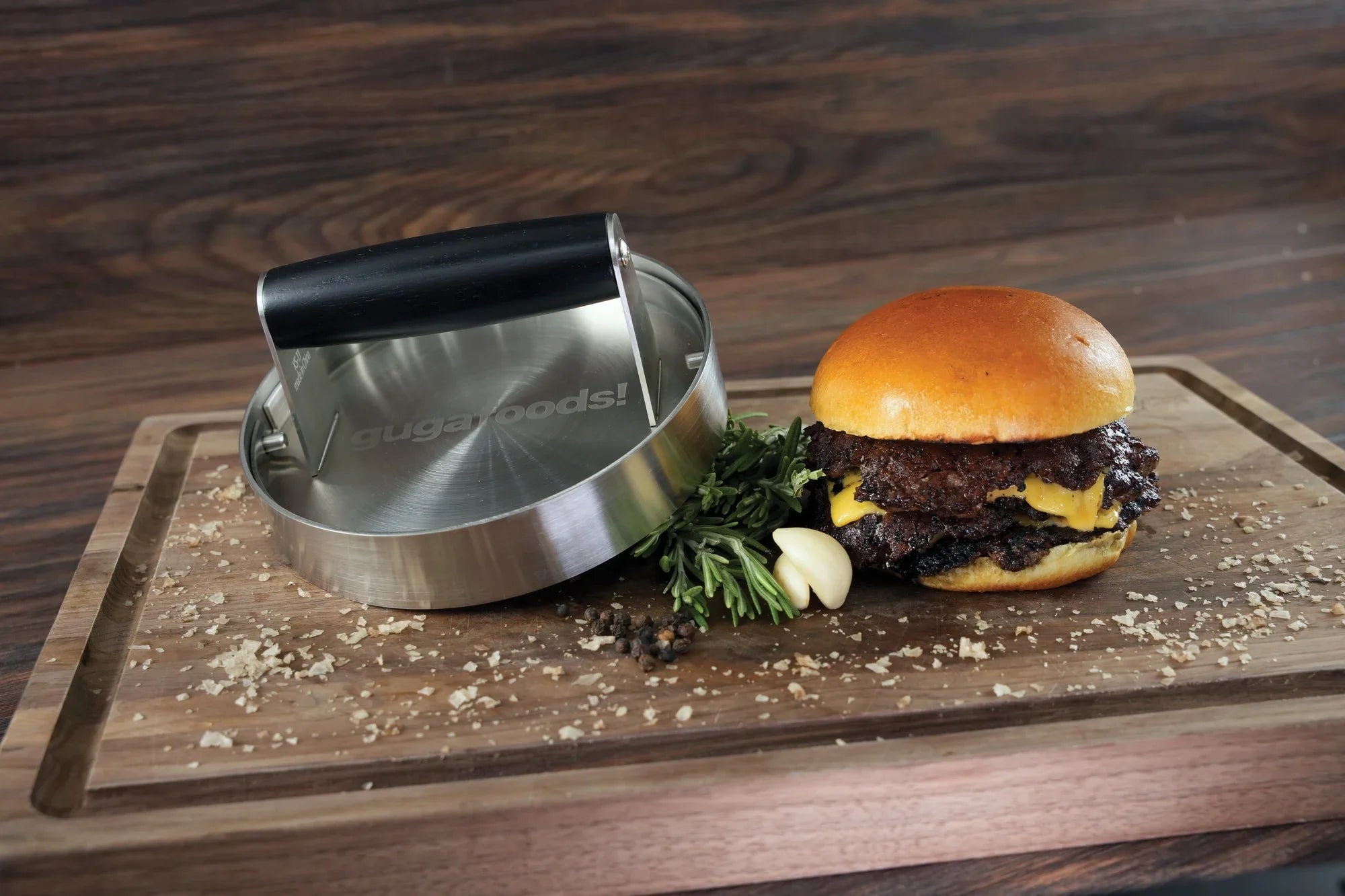 Guga Foods Adjustable Smashed Burger Press Kit, Hamburger Patty Maker, Stainless Steel