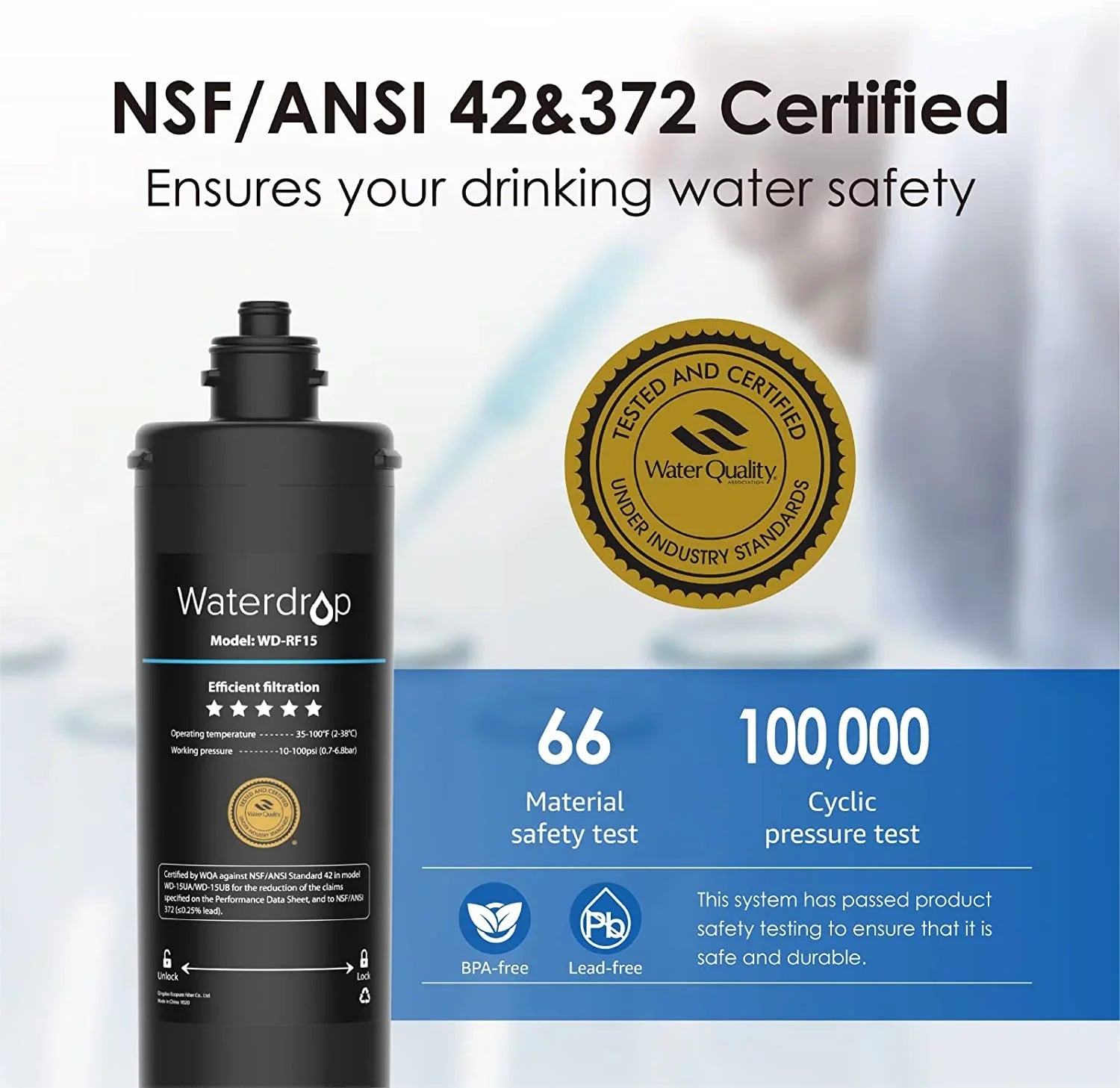 Waterdrop - Under Sink Water Filter, Replacement 17UA Under Counter Water Filtration System, 19K Gallons, 3 Years Ultra Long Lifetime