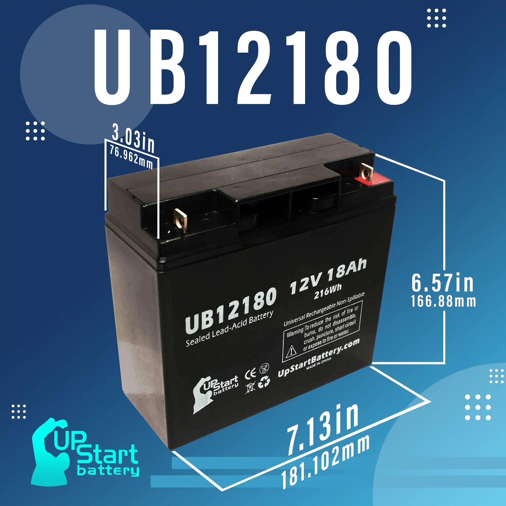 Compatible     Battery - Replacement  Universal Sealed Lead Acid Battery (12V, 18Ah, 18000mAh,  Terminal, , )
