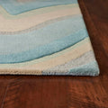 HomeRoots  8' Ocean Blue Beige Hand Tufted Abstract Waves  Runner Rug - 9'3" x 12'3"