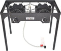 High Pressure Banjo Outdoor Camp Stove with Adjustable Height. 0-20  Adjustable Regulator and Steel Braided Hose (2-Burner)