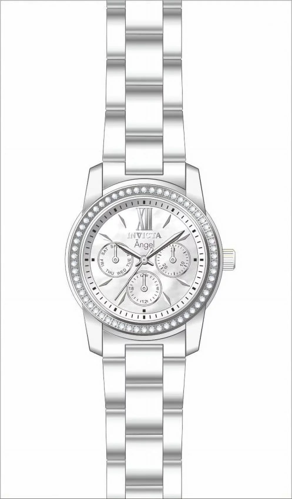 Invicta Angel Crystal White Mother of Pearl Dial Ladies Watch 28686