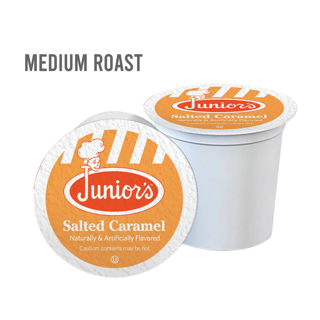 Junior's Most Fabulous Salted Caramel, Medium Roast Single Serve Cups 4 boxes 18 ct each