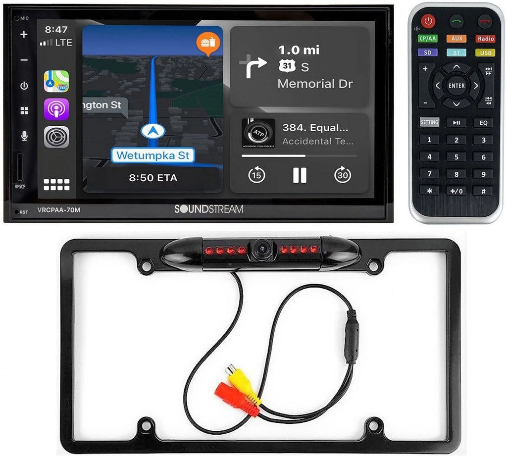 Soundstream -70M 7" Double  Bluetooth Apple CarPlay & Android +Camera Black