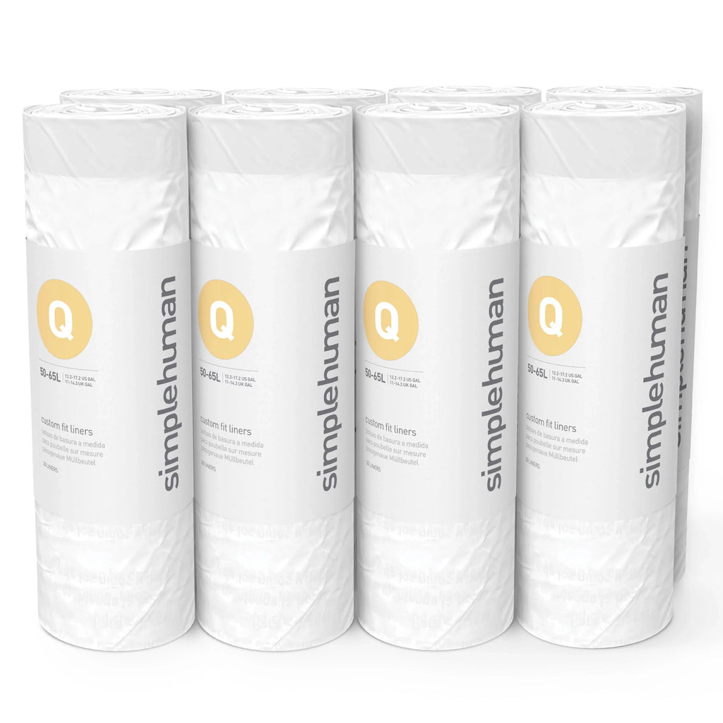simplehuman Code  Custom Fit Drawstring Trash Bags, 240 Roll Pack, 50-65 Liter / 13-17 Gallon, White