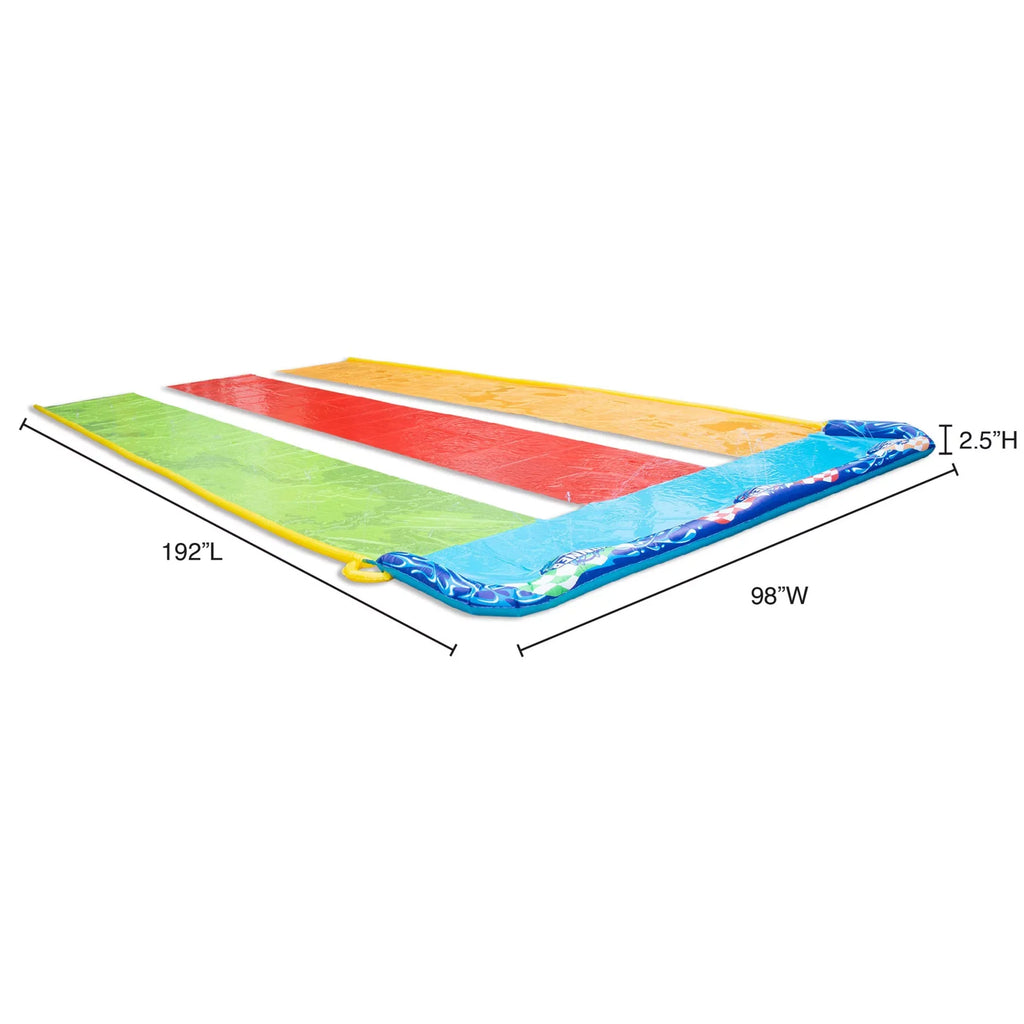 Banzai 16 Feet Triple Tag Racing Water Slide - Side-by-Side-by-Side Racing Fun!