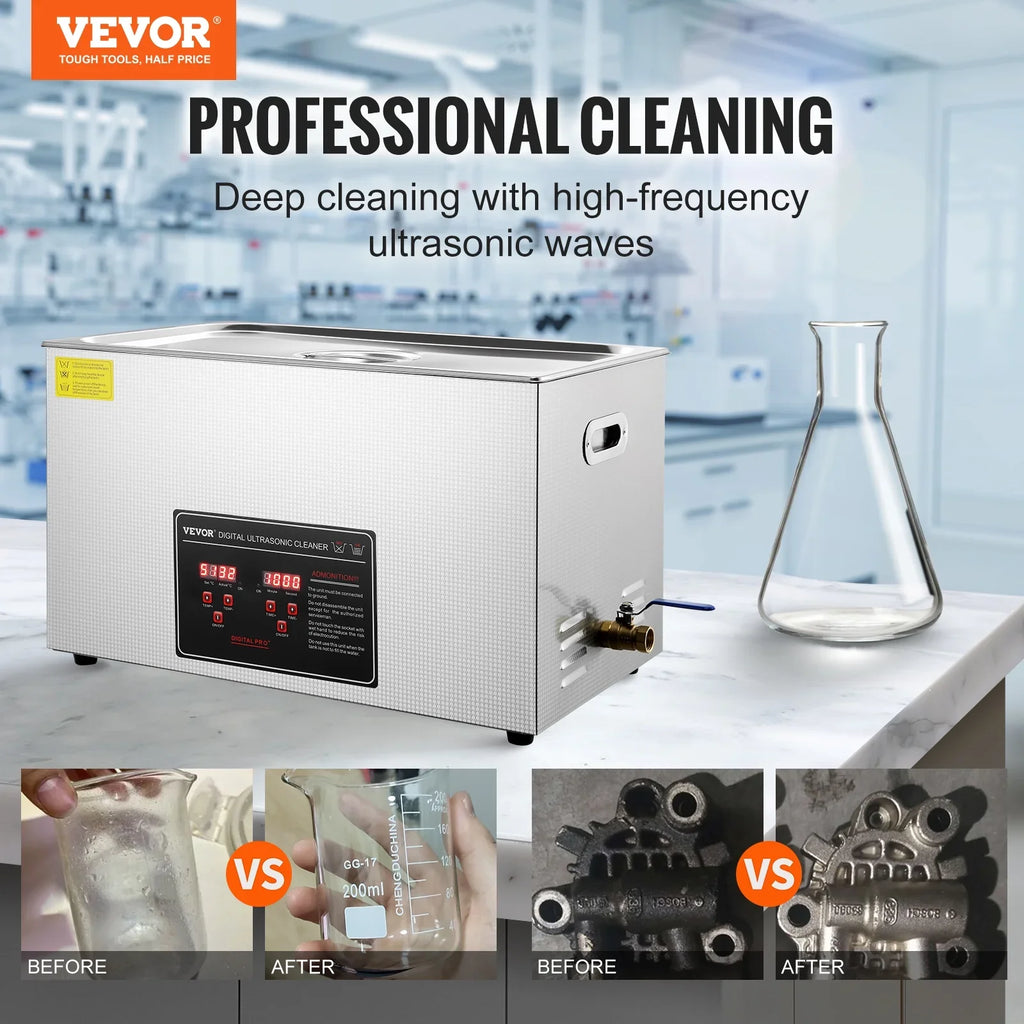 30L Ultrasonic Cleaner 304 Professional Industrial Grade Jewelry Cleaner with 752W Timer Heating Digital Sonic Large Cleaner for Watch Ring Coin Glass Instruments   RoHS Certified