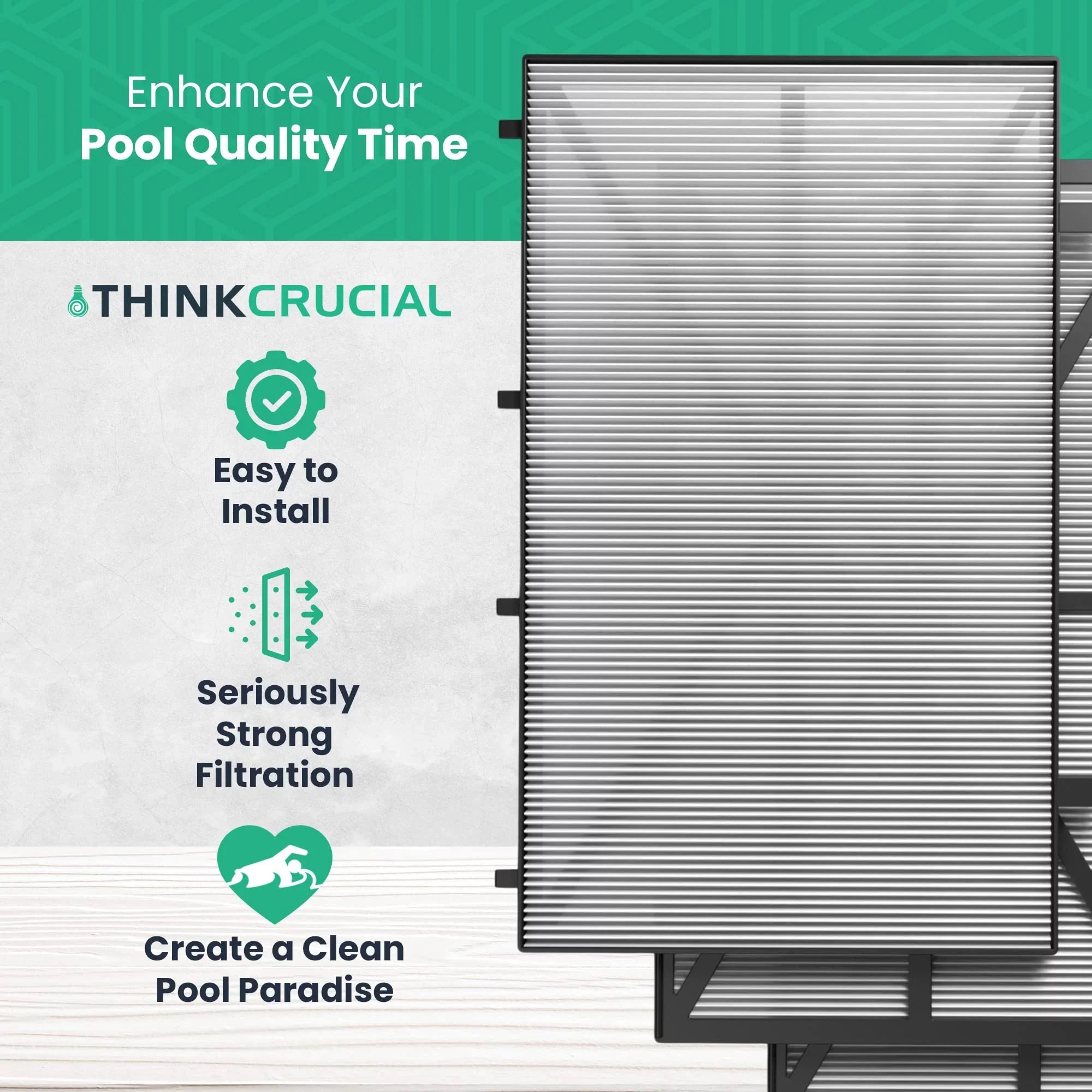 Think Crucial Replacement Ultra Fine Filters Compatible with Maytronics Dolphin, Nautilus  Plus, , , , , , Wave 65, Wave 90, Oasis  Models, Part# 9991432- - Large Filter Panels