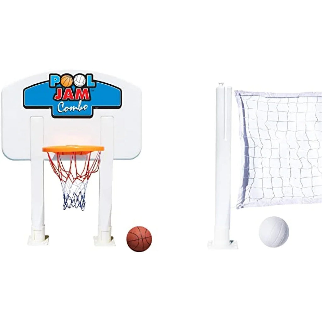 Swimline 30 Ft. Basketball and Volleyball Above Ground Combination Pool Game - White and Blue