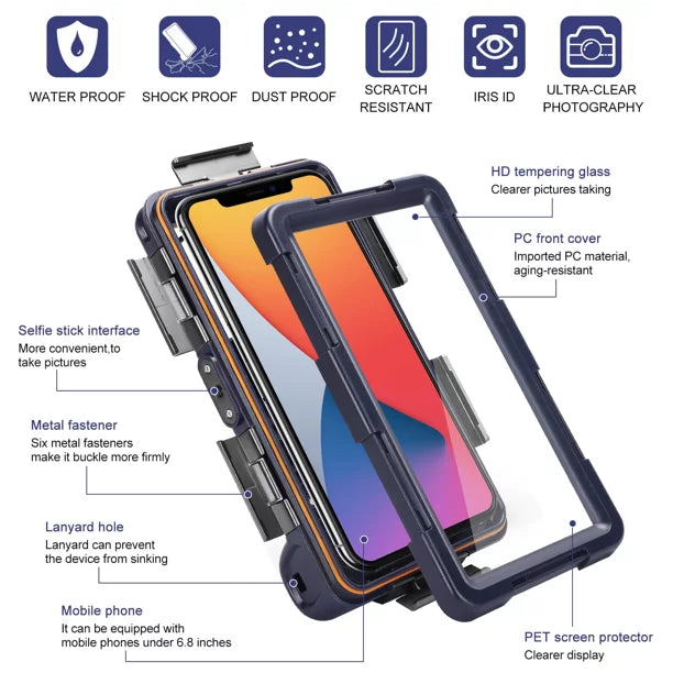 UrbanX Professional [15m/50ft] Swimming Diving Surfing Snorkeling Photo Video Waterproof Protective Case Underwater Housing for Xiaomi Mi 4s And all Phones Up to 6.9 Inch  with Lanyard
