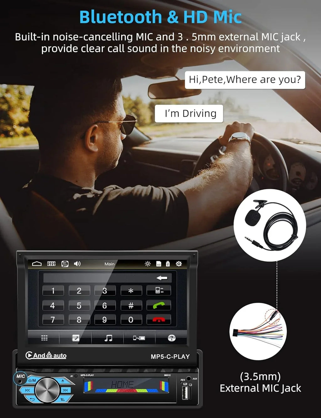 Carplay Car Stereo with Android Auto Bluetooth,7 Inch Flip Out Touchscreen Car Radio,Car Audio Receivers Support Phone Mirror Link,with  Radio/Backup Camera/  -in Port