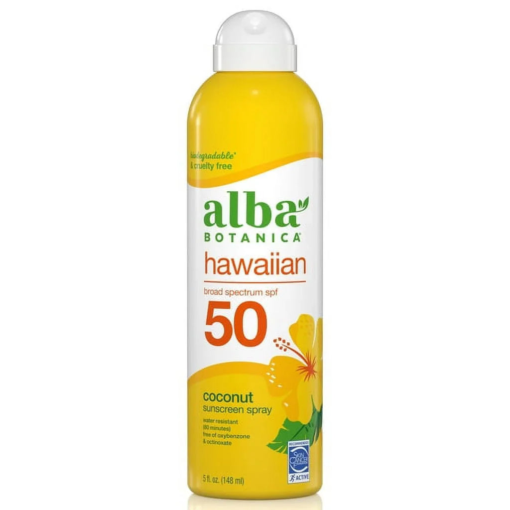 Alba Botanica Hawaiian, Coconut Spray Sunscreen  50 6 oz (Pack of 2)