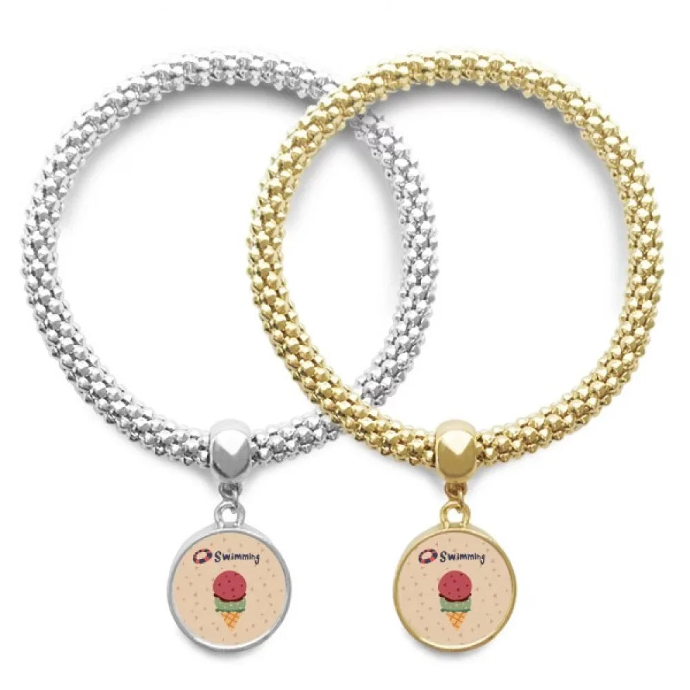 Summer Swimng Sweet Ice Lover Bracelet Bangle Pendant Jewelry Couple Chain