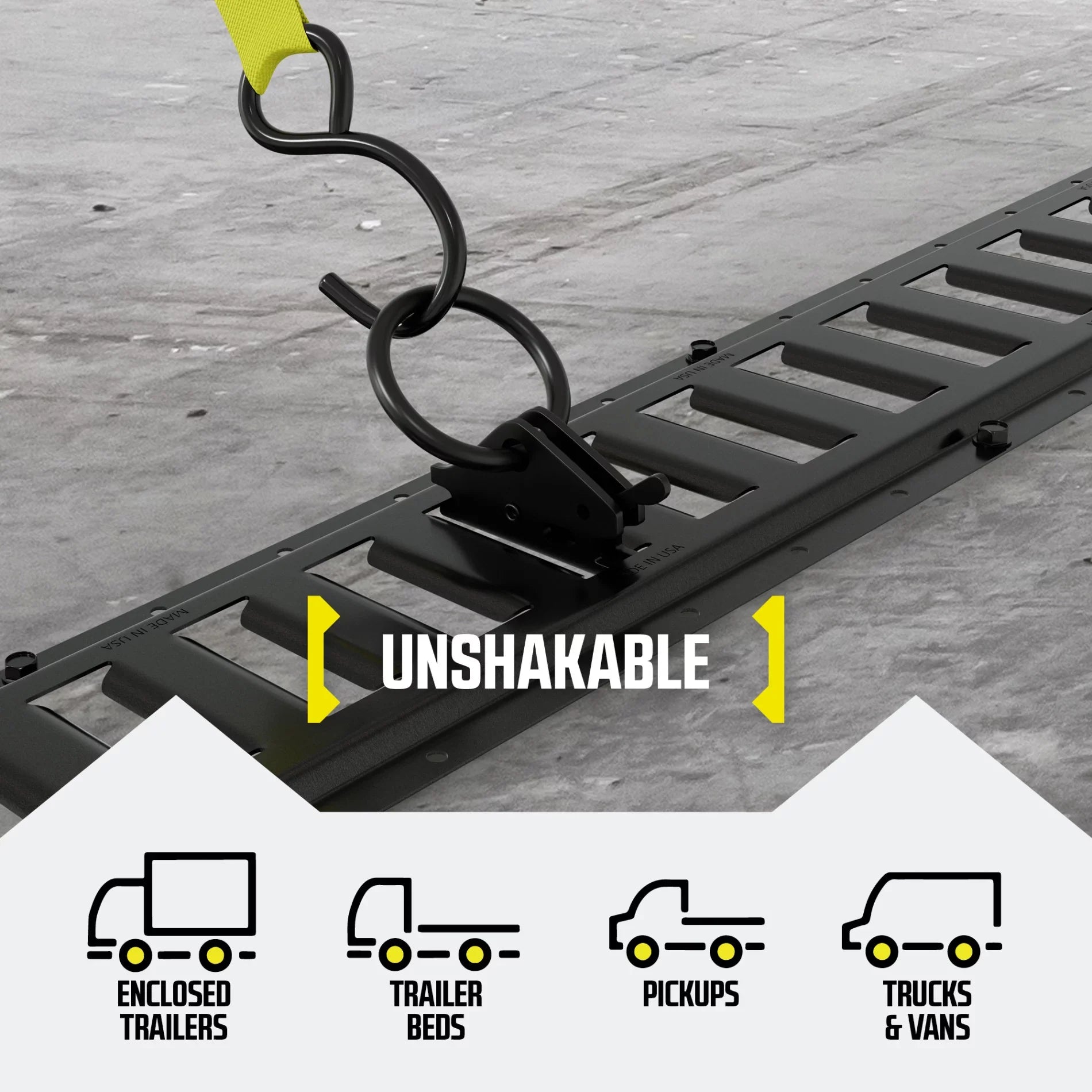 "20 -Track  Ring Tie-Down Anchors w/  Track Spring Fittings, Steel, Tie Down Cargo Loads to ETrack TieDown System Rails in Enclosed/Flatbed Trailer, Truck, Van, Pickup"