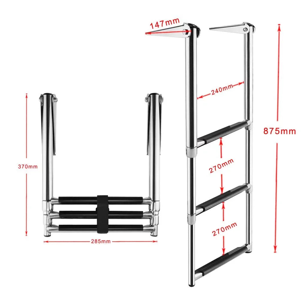 Portable Telescoping Ladder Swim Pontoon Boat Marine Yacht/Swimming Pool - Stainless Steel