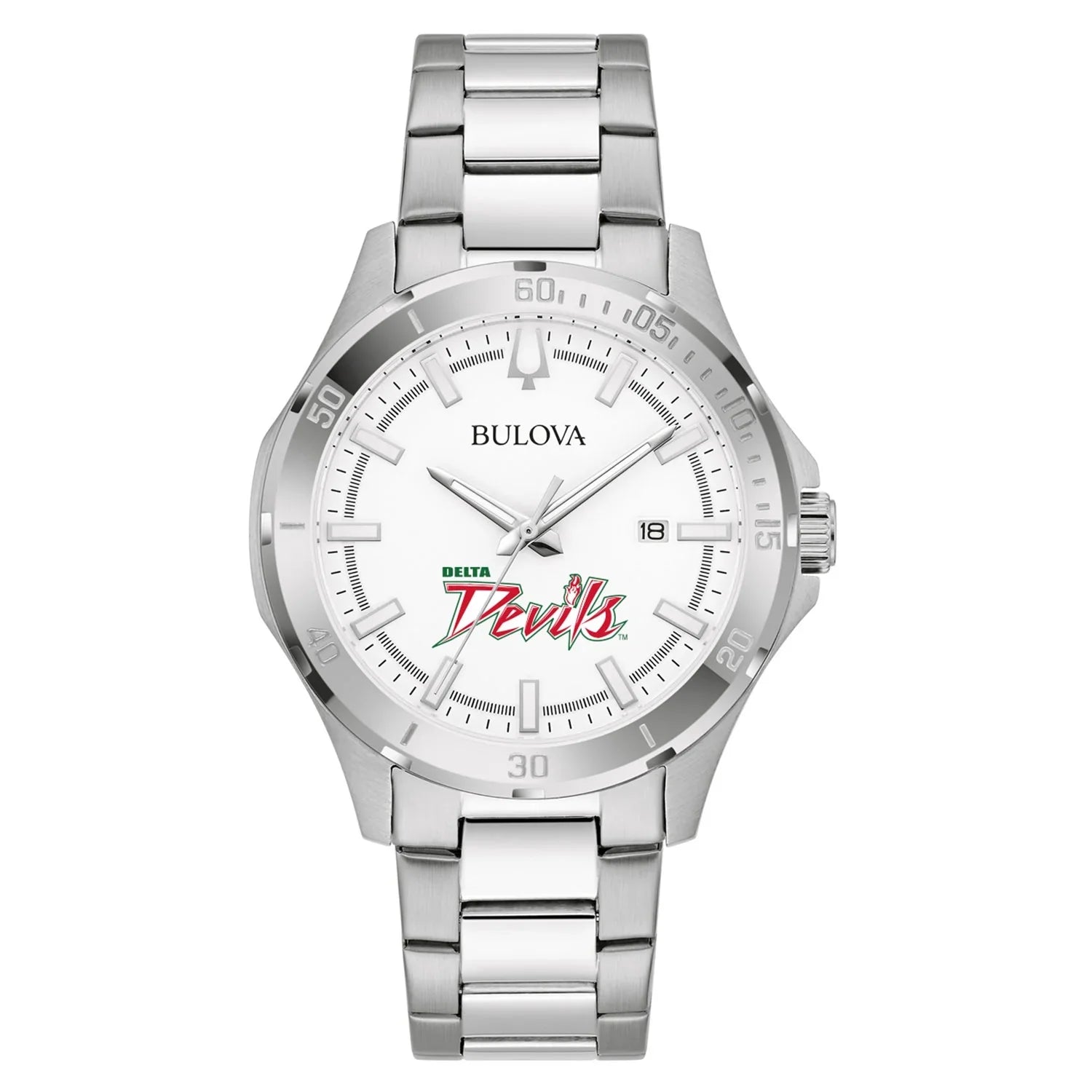 Men's Bulova Silver Mississippi Valley State Delta Devils Stainless Steel Classic Sport Watch