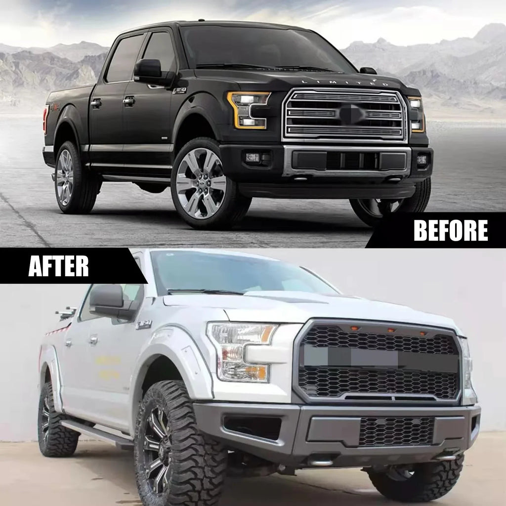 Raptor Style Front Bumper Grill Hood Grille for Ford  -150 2009-2014 Black