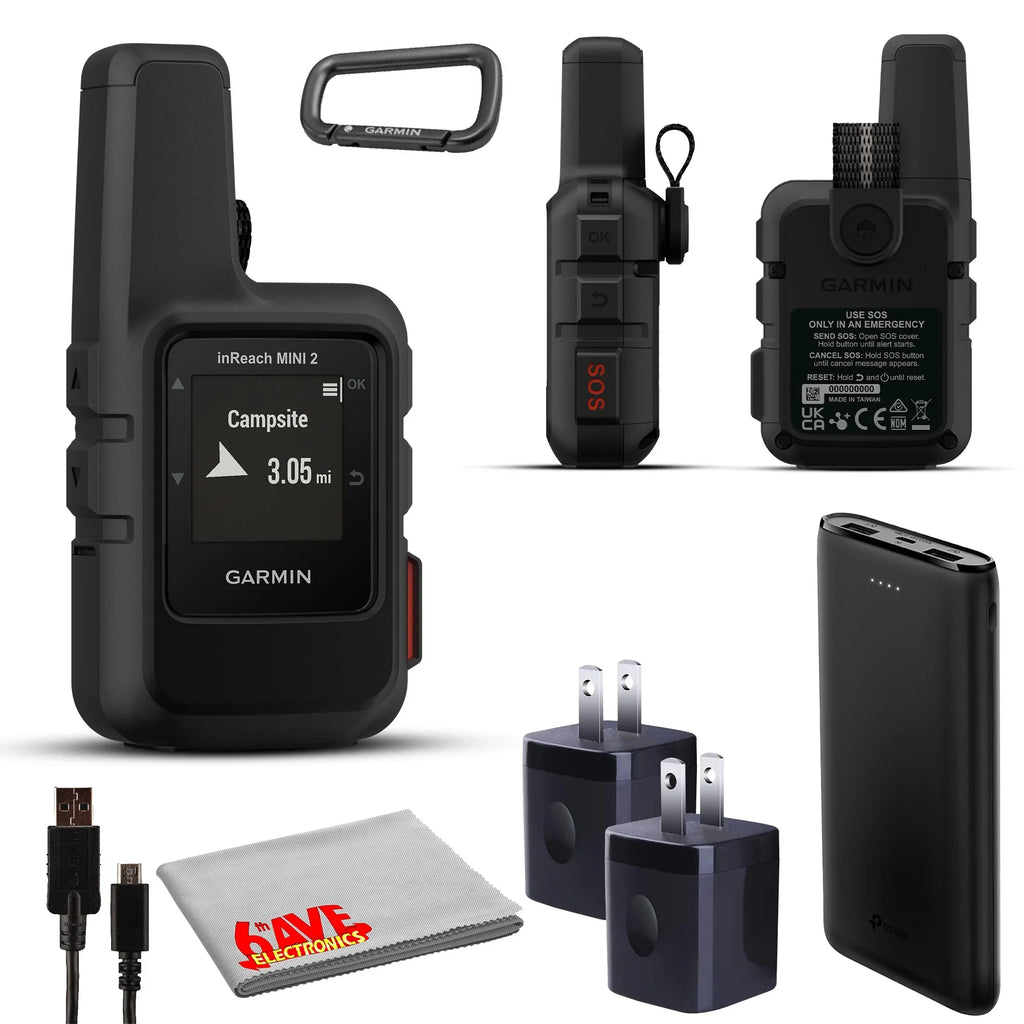 Garmin inReach Mini 2 Satellite Communicator (Black) with Charging Bank