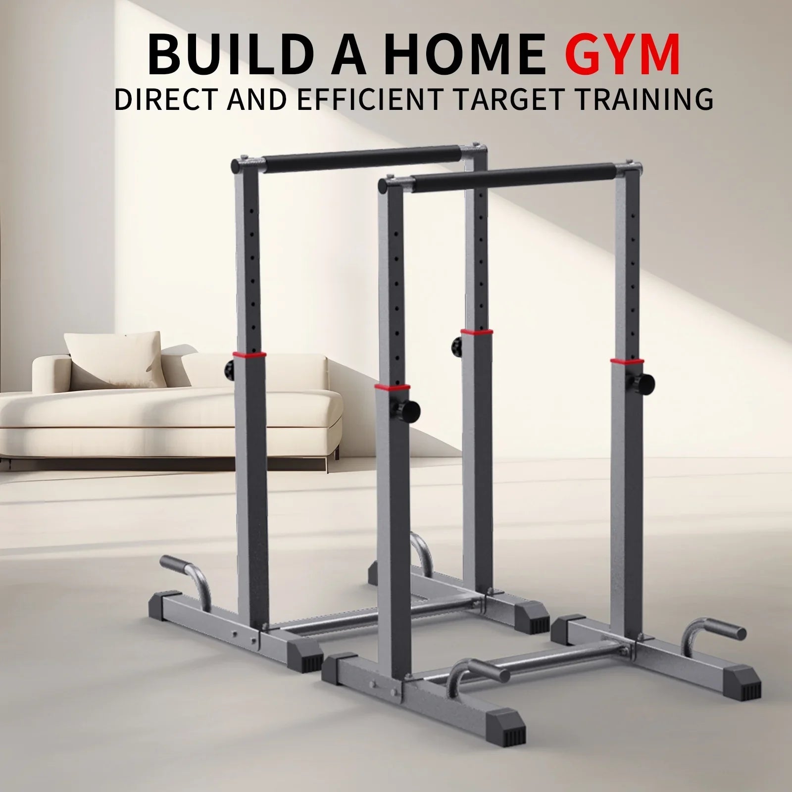 Dip Bar Station Set, 9 Level Adjustable, 1200lbs Heave Duty Dip Station for Full Body Workout Fitness,Functional Parallettes Bars