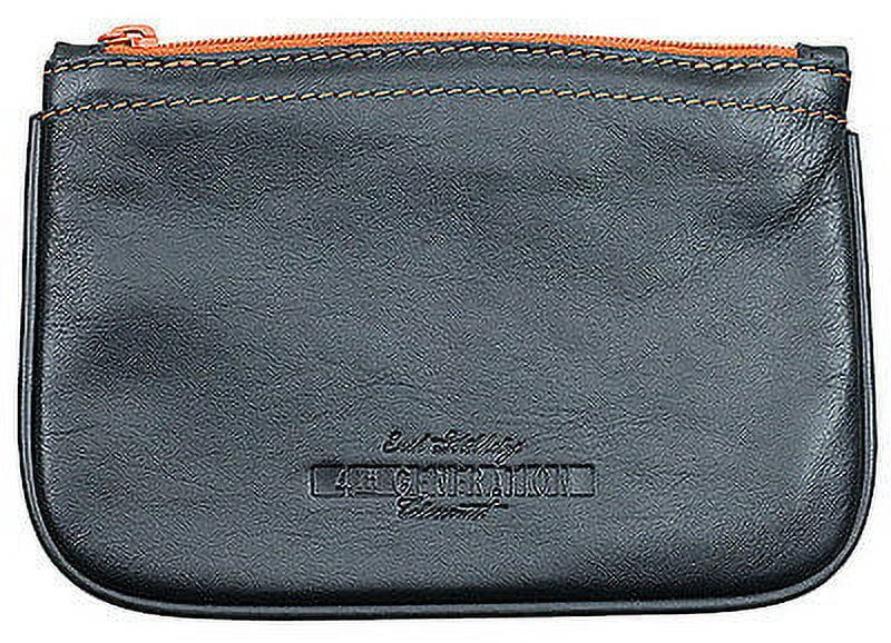 4th Generation Kenzo Black Italian Quality Leather Zipper Tobacco Pouch - 7955