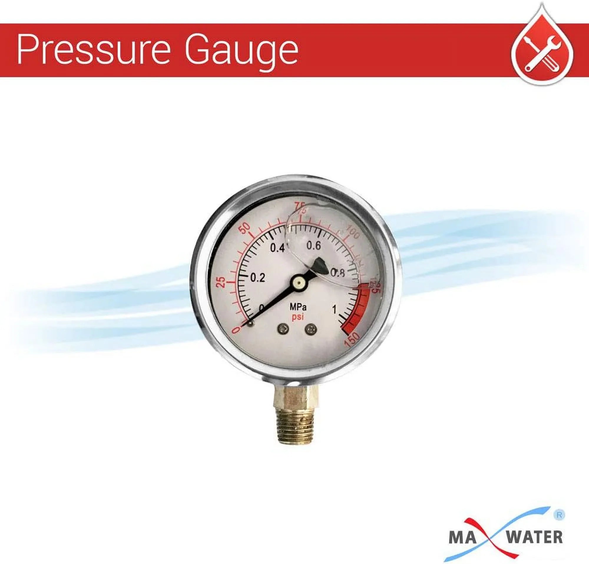 1 Pack 10"  Blue Whole House  System Filter Housing 1"  Brass Ports /Pressure Release, Pressure Gauge, Wrench  Bracket