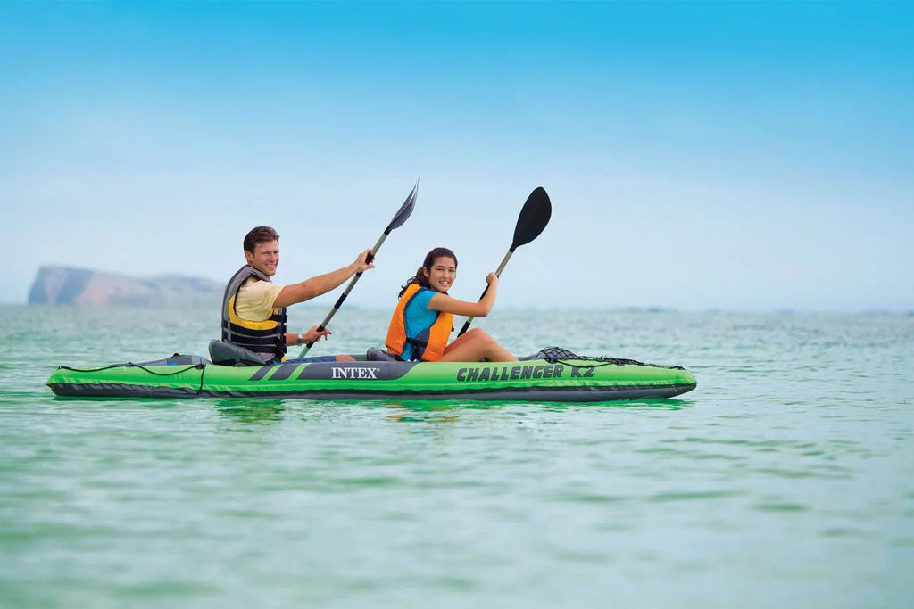 Intex Challenger  2-Person Inflatable Sporty Kayak + Oars And Pump (3 Pack)