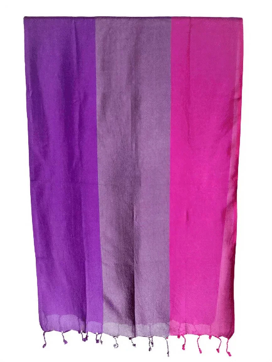 Triple Band Vegan Silk Shawl - Purple