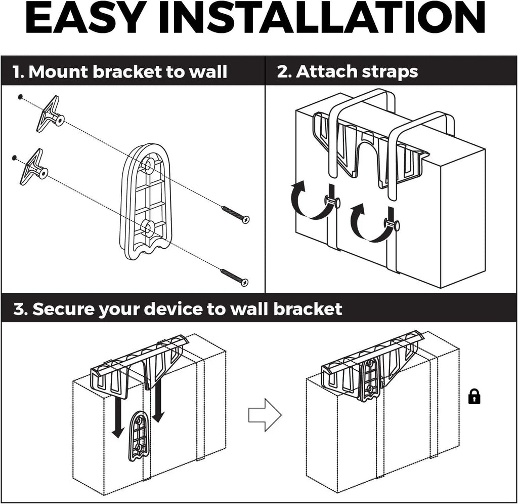 Universal Wall Mount (Black) | Adjustable Mount for Cable Boxes, Gaming Consoles,  Players, Routers,