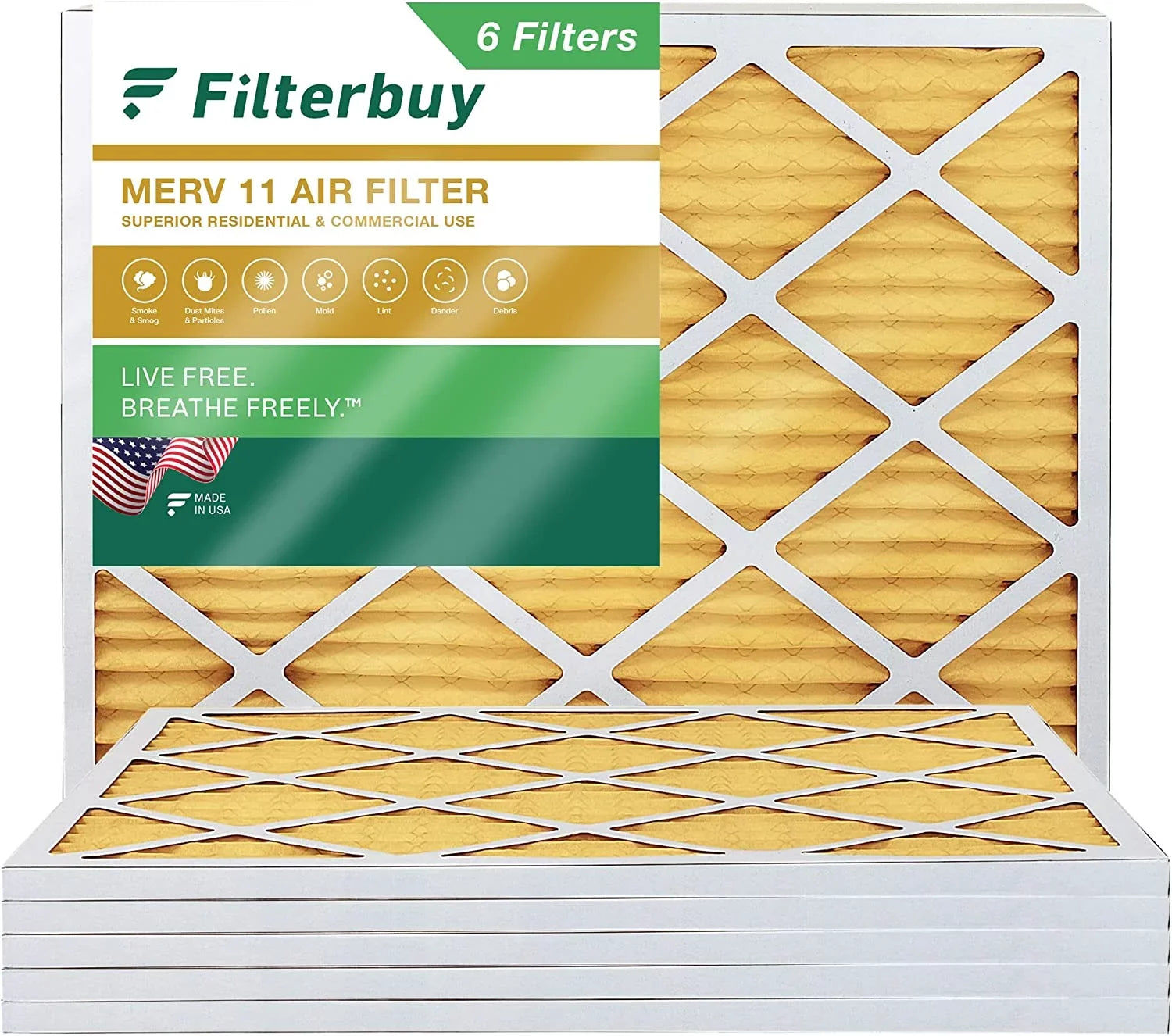 Filterbuy 24x30x1  11 Pleated   Furnace Air Filters (6-Pack)