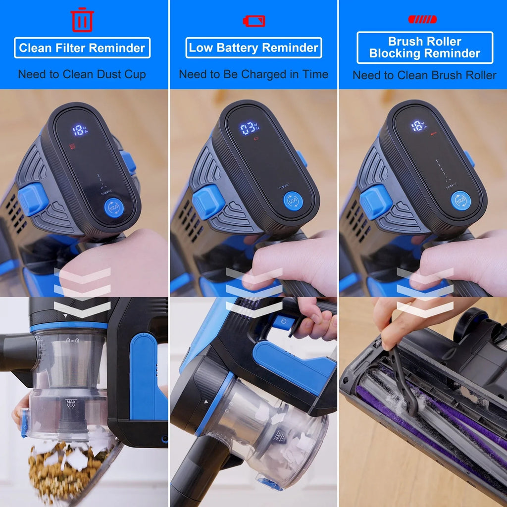 Cordless Vacuum Cleaner 28kPa 6-in-1 Lightweight Stick Vacuum Cleaner Up to 50mins Runtime for Carpet Floor Pet Hair