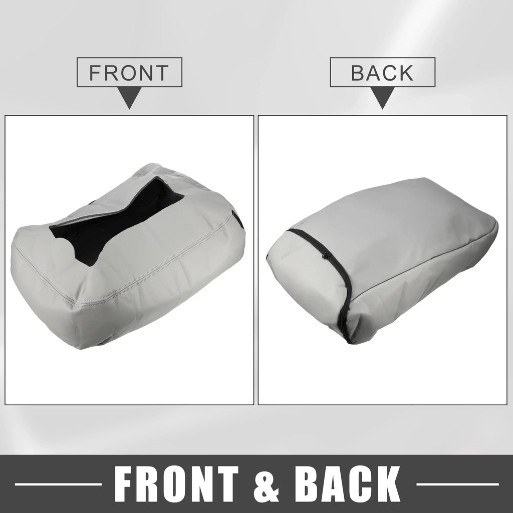 Center Console Cover Pad Waterproof for Chevy Silverado 1500 1500HD 2007-2014 Faux Leather Gray