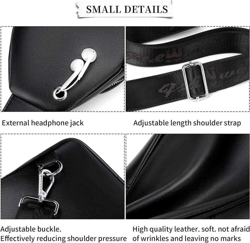 Fashion Co. 12 Men's Luxury Leather Crossbody Chest Bag