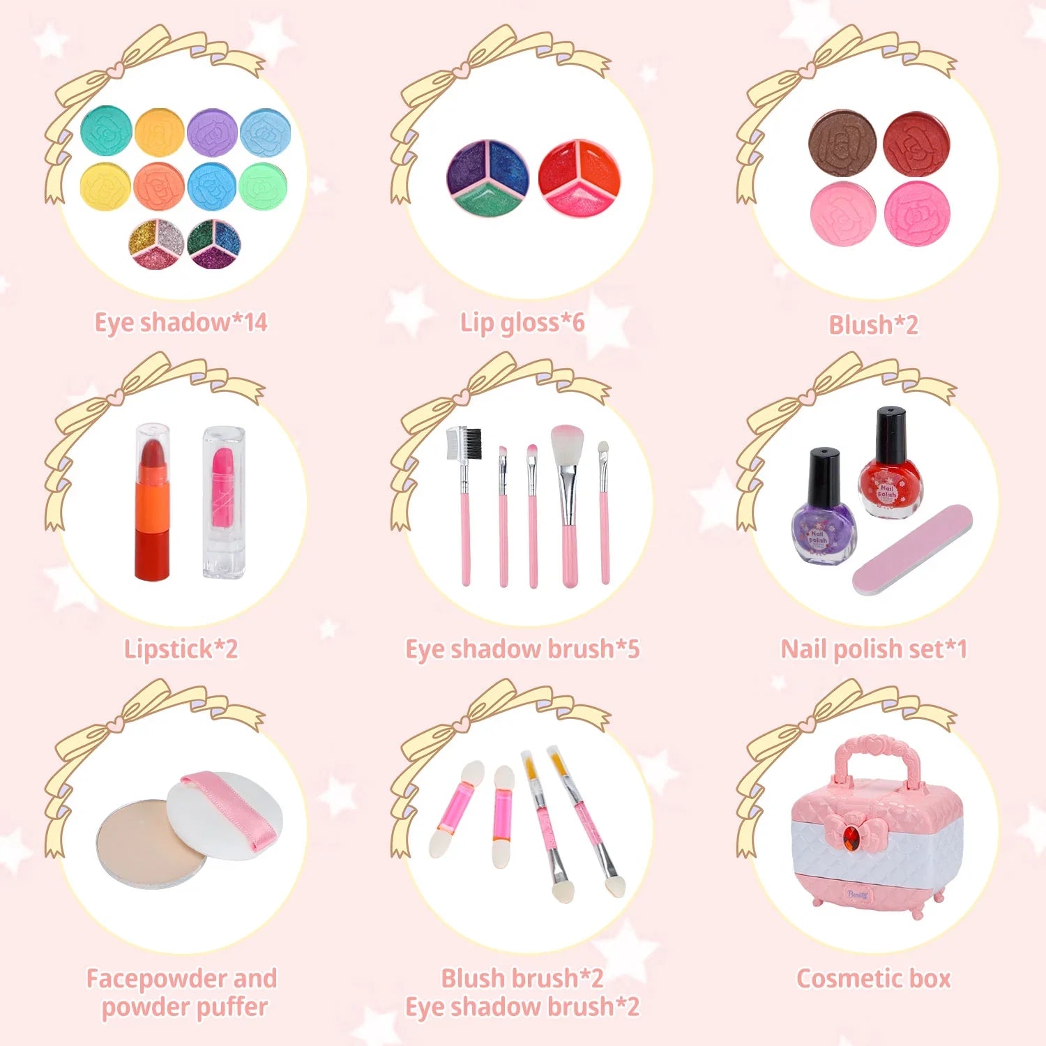 Kids Makeup Kit for Girl 42 Pcs Washable Real Cosmetic, Safe & Non-Toxic Little Girl Makeup Set, Frozen Makeup Set for 3-12 Year Old Kids Toddler Girl Toys Christmas & Birthday Gift (Pink)