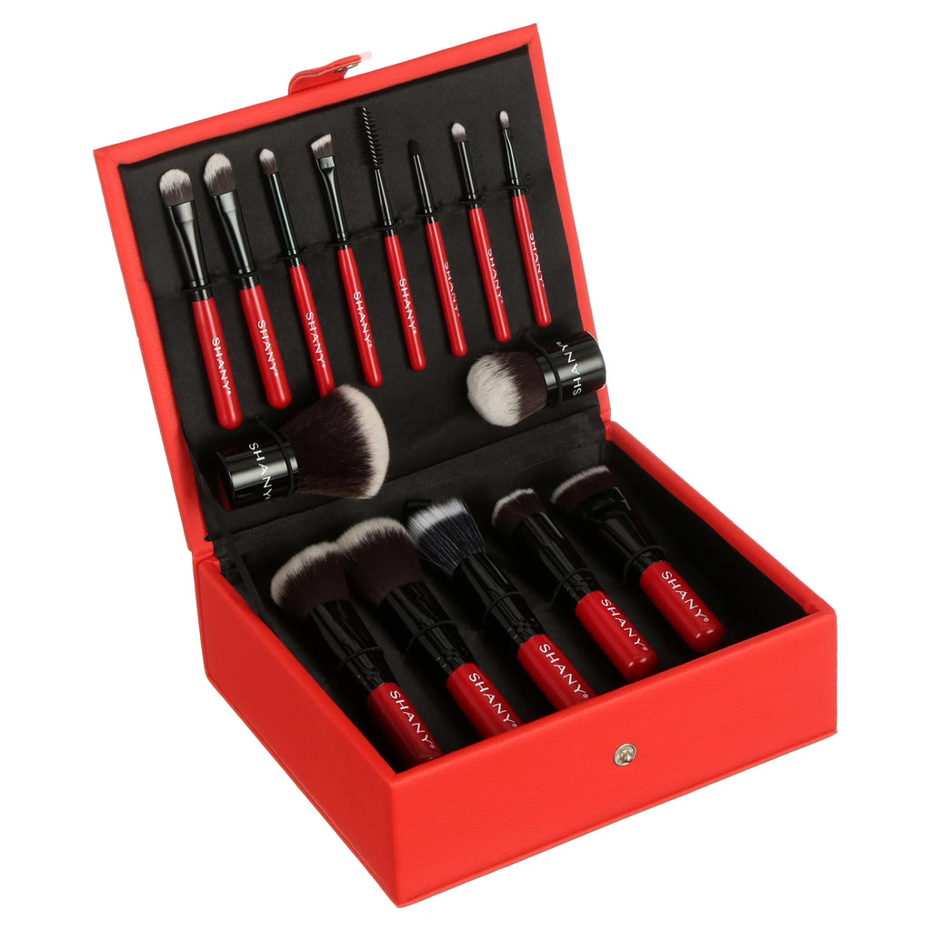 Vanity Vox- 15 Pc Premium Cosmetics Brush Set with Stylish Storage Box and Stand