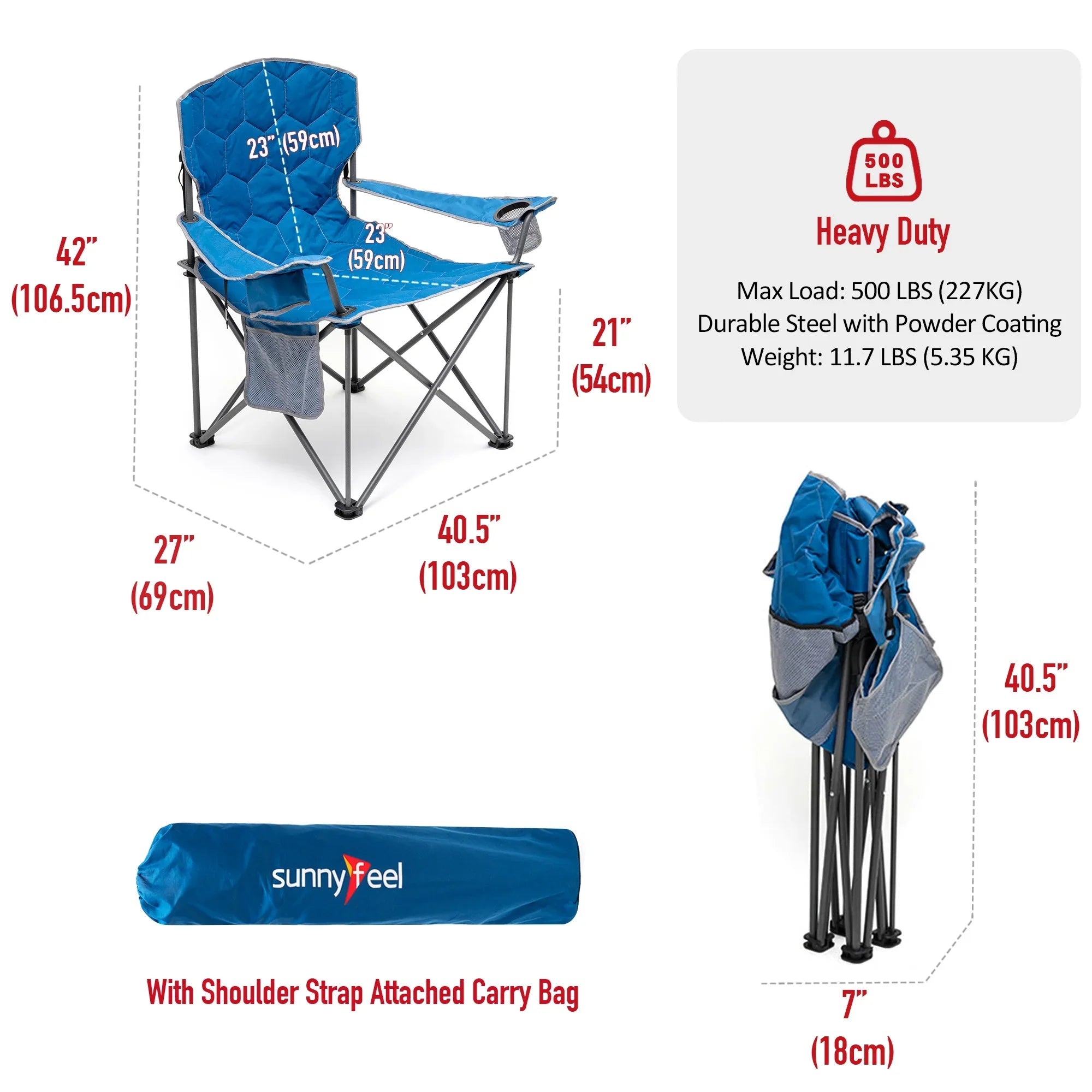 Luxurious  Camping Chair for Big Tall People - 40"x8.5"x8" - 14.55 - Indulge in unmatched comfort with our premium  chair for outdoor enthusiasts.
