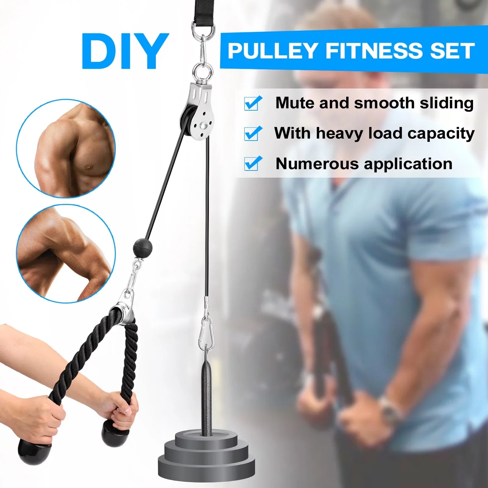 Meterk Fitness  Pulley Cable Machine Attachment System Loading Pin Lifting Arm Biceps Triceps Blaster Hand Strength Training Equipment