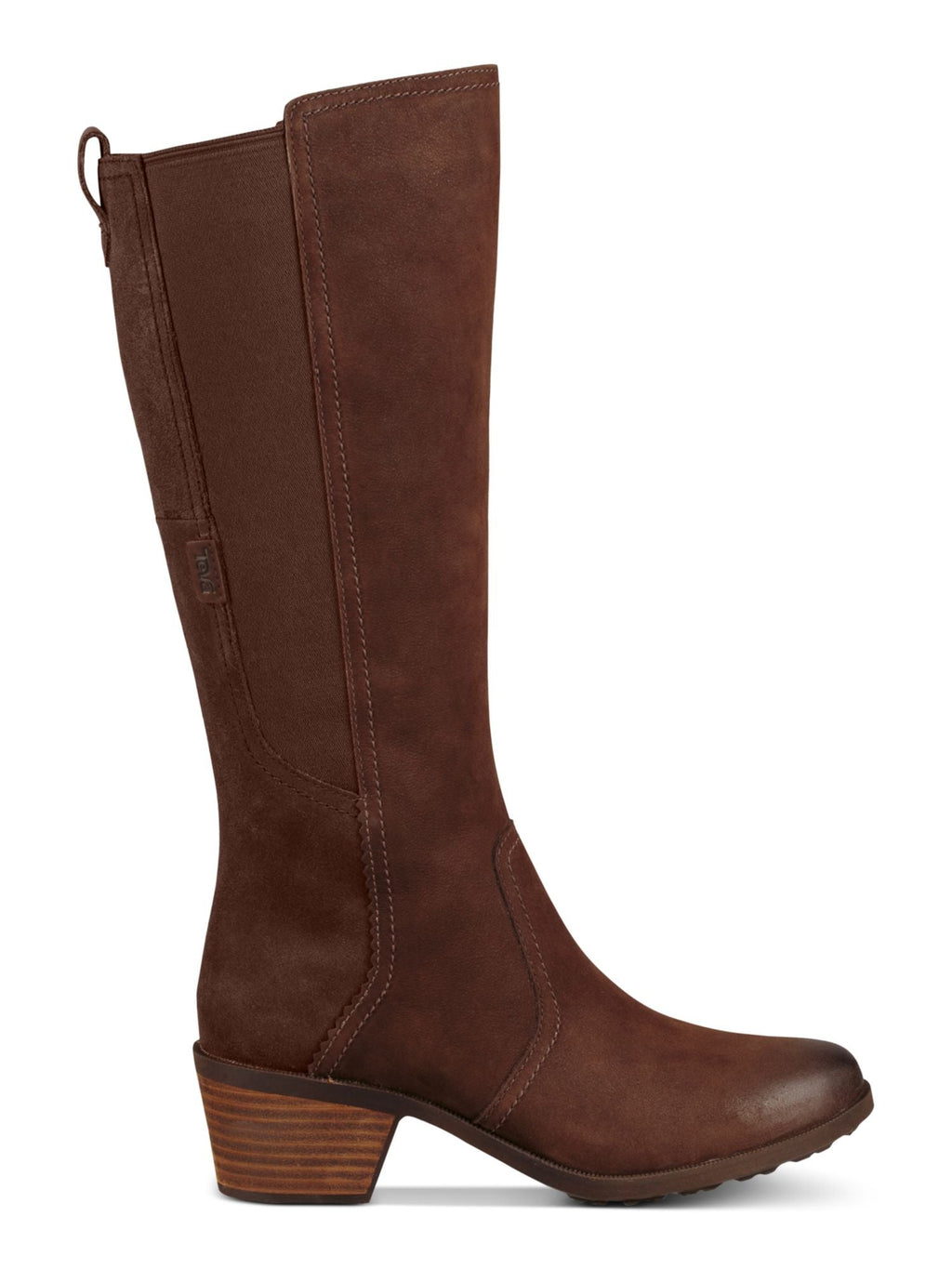 Womens Brown Waterproof Goring Padded Anaya Round Toe Block Heel Zip-Up Leather Riding Boot 8