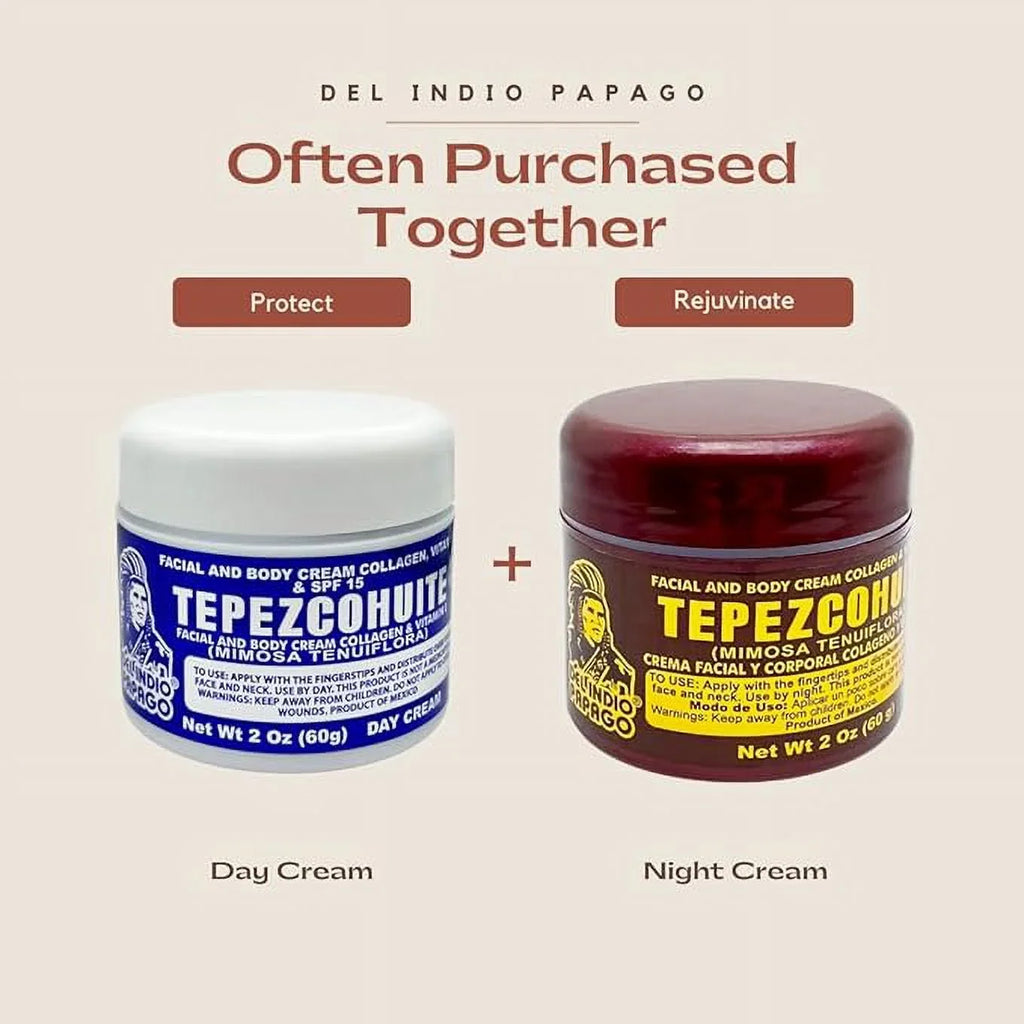 Del Indio Papago Tepezcohuite Day Cream (2oz) + Night Skin Cream (2 oz)   !! Tepezcohuite